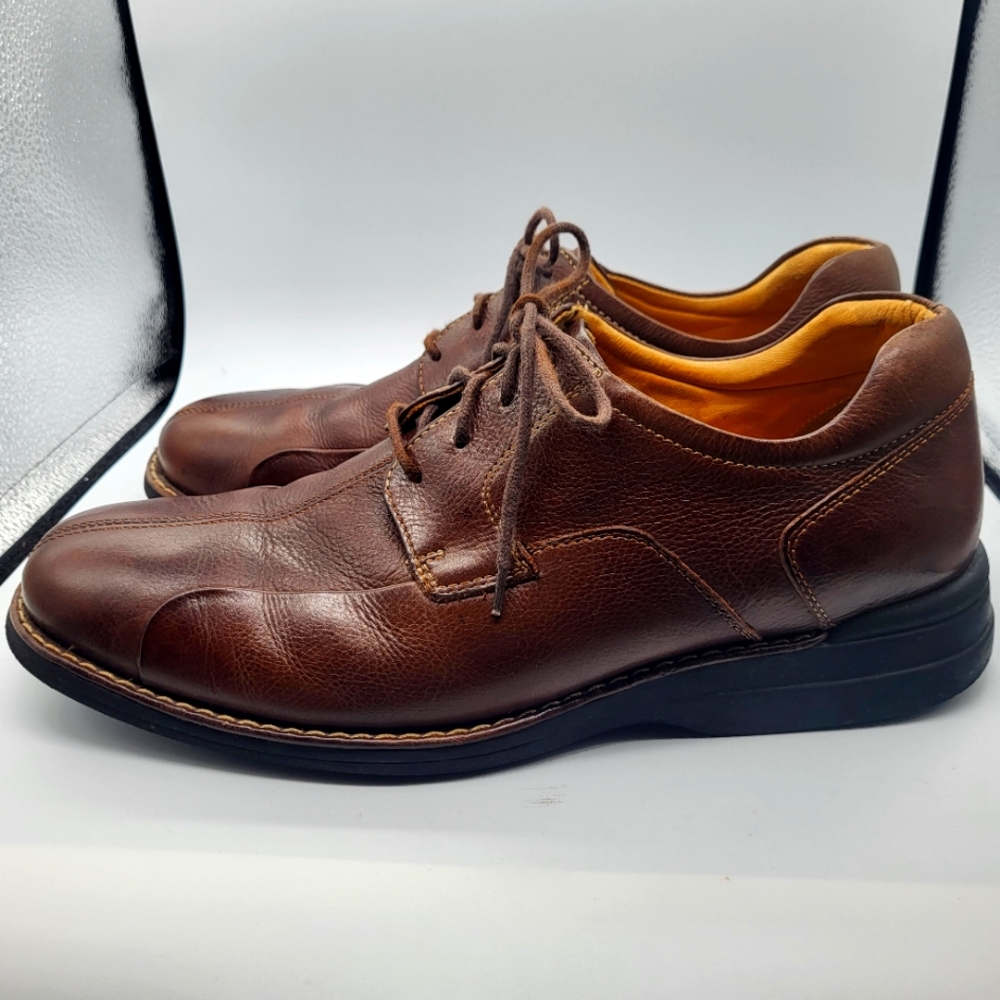 10.5 M JOHNSTON & MURPHY SHULER BICYCLE 20-7223 DRESS SHEEPSKIN SHOE BROWN - Picture 4 of 13